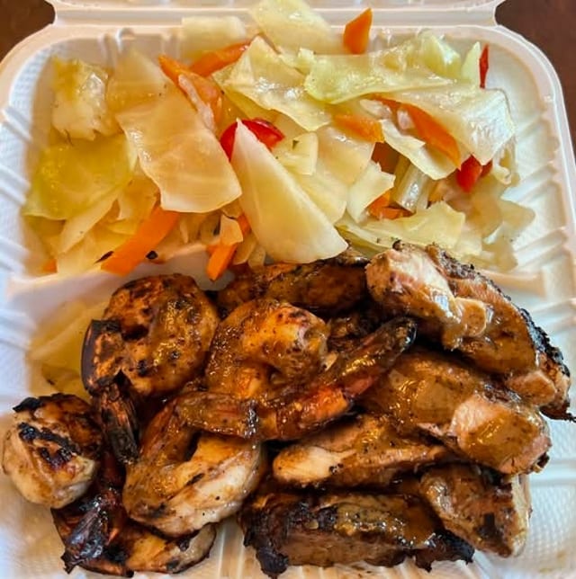 Jerk Chicken + Shrimp Combo.